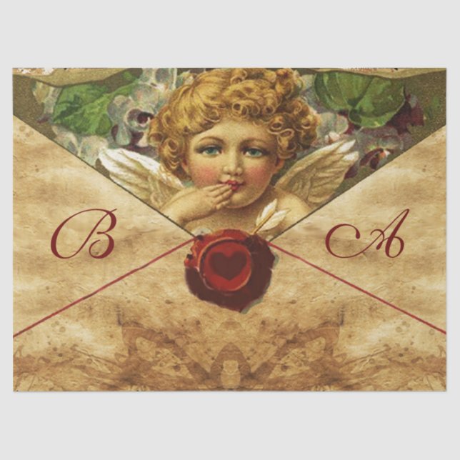 ANGEL HEART RED WAX SEAL PARCHMENT Monogram Tissue Paper (Front)