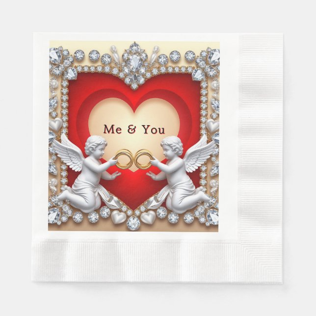 Angel Heart Ring Design For Wedding Table Decor Napkin (Front)