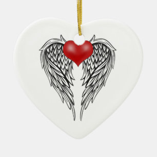 Angel heart tattoo ceramic tree decoration