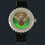 ANGEL HEART WAX SEAL,GREEN EMERALD GEM MONOGRAM<br><div class="desc">Elegant , classic and classy design with a romantic winged cupid, red wax seal, heart and arrow with 3D pink gem stones,  suitable for Valentine's Day,  romantic engagements, weddings, Christmas holidays .</div>