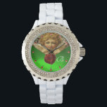 ANGEL HEART WAX SEAL,GREEN EMERALD GEM MONOGRAM WATCH<br><div class="desc">Elegant , classic and classy design with a romantic winged cupid, red wax seal, heart and arrow with 3D pink gem stones,  suitable for Valentine's Day,  romantic engagements, weddings, Christmas holidays .</div>