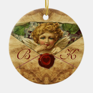 ANGEL HEART WAX SEAL PARCHMENT Monogram Ceramic Tree Decoration