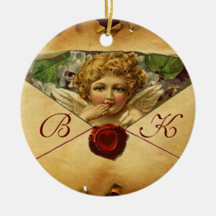 ANGEL HEART WAX SEAL PARCHMENT Monogram Ceramic Tree Decoration