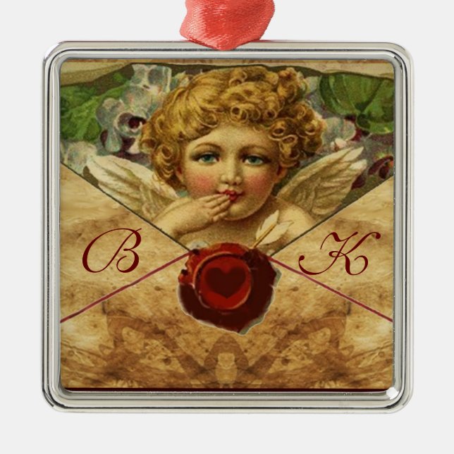 ANGEL HEART WAX SEAL PARCHMENT Monogram Metal Tree Decoration (Front)
