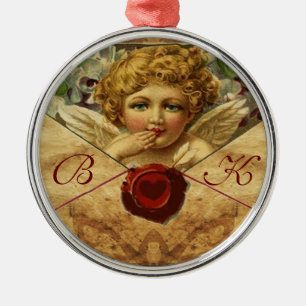 ANGEL HEART WAX SEAL PARCHMENT Monogram Metal Tree Decoration