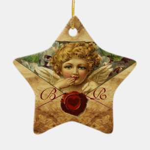 ANGEL HEART WAX SEAL PARCHMENT Star Monogram Ceramic Tree Decoration
