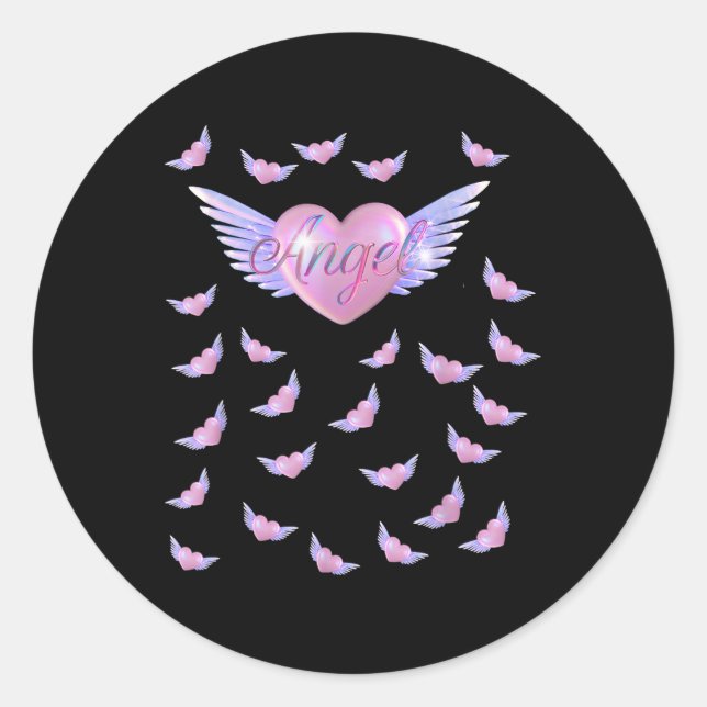 Angel Heart With Wings  Classic Round Sticker (Front)