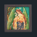 Angel holding a floral branch jewellery box<br><div class="desc">Vintage illustration of an Angel holding a floral branch.</div>