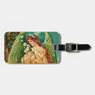 Angel holding a floral branch luggage tag