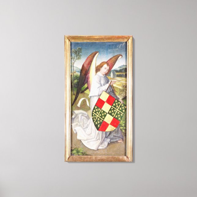 Angel holding a shield canvas print (Front)