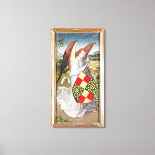 Angel holding a shield canvas print