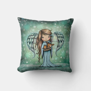 Angel holding Fawn Illustrated Art Cushion