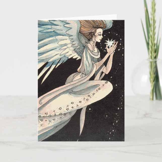 Angel Holding Star Holiday Card (Front)