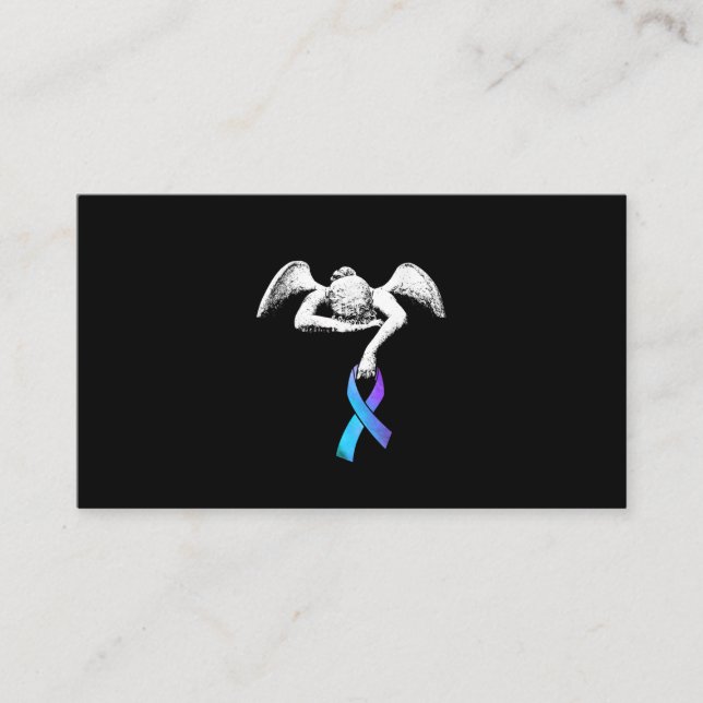 Angel Holds Teal Purple Ribbon Suicide Prevention Business Card (Front)