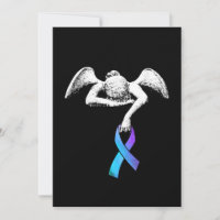 Angel Holds Teal Purple Ribbon Suicide Prevention