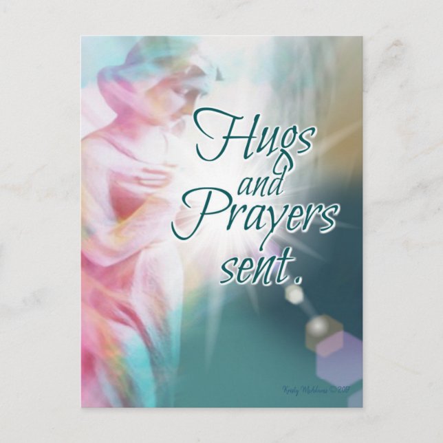 Angel Hugs Prayers Intention Beautiful Watercolor Postcard (Front)
