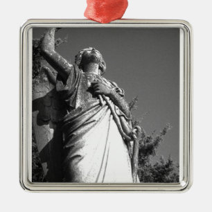 Angel in Black and White Metal Tree Decoration