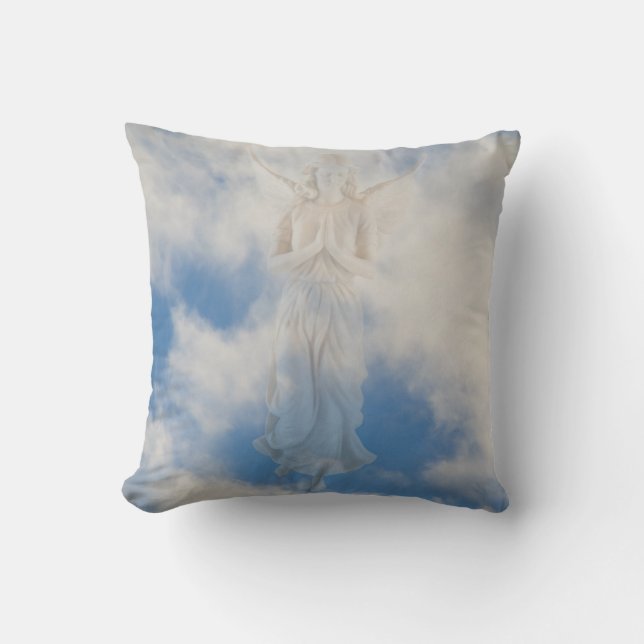 angel in blue heaven cloudy sky by healing love cushion (Front)