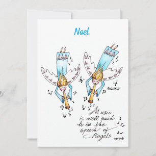 Angel in Blue Playing Music for Our Souls  Holiday Card