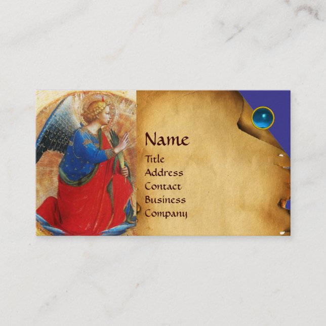 ANGEL IN GOLD RED AND BLUE BUSINESS CARD (Front)