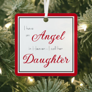 Angel in Heaven Daughter Memorial Photo Metal Tree Decoration