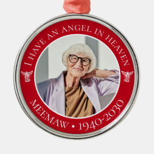Angel in Heaven Meemaw Memorial Photo Metal Tree Decoration