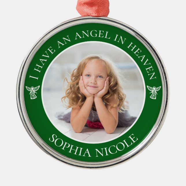 Angel in Heaven Memorial Photo Metal Tree Decoration (Front)