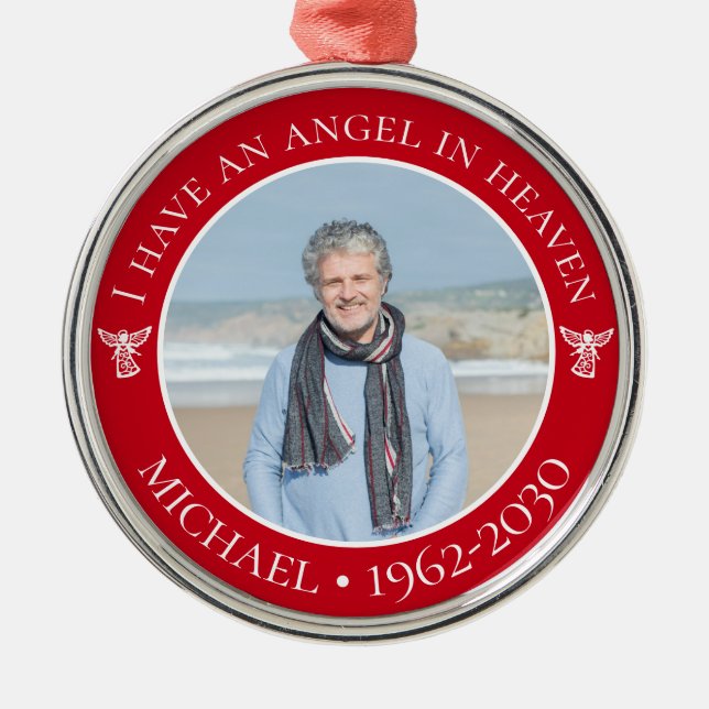 Angel in Heaven Memorial Photo Metal Tree Decoration (Front)