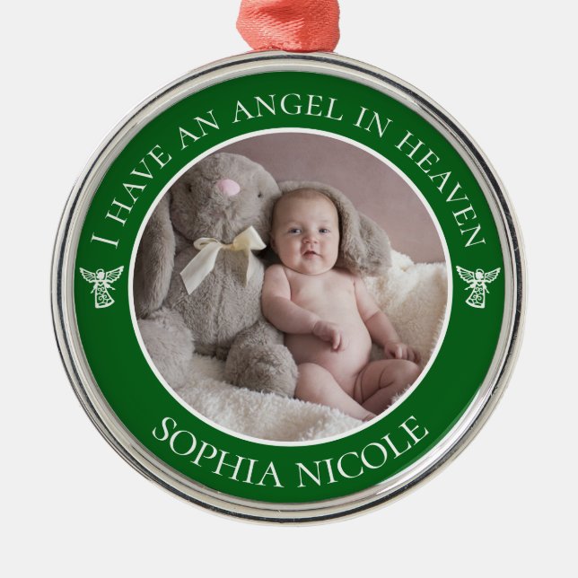 Angel in Heaven Memorial Photo Metal Tree Decoration (Front)