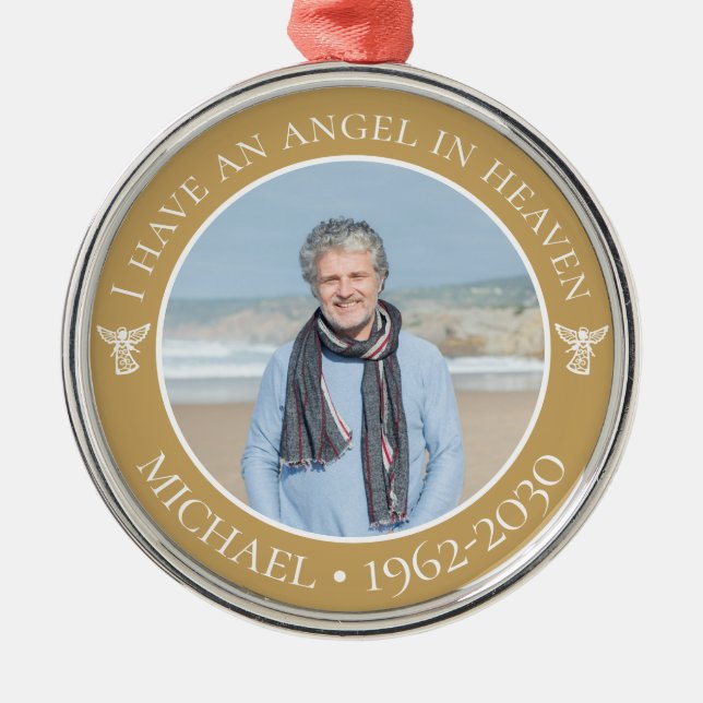 Angel in Heaven Memorial Photo Metal Tree Decoration (Front)
