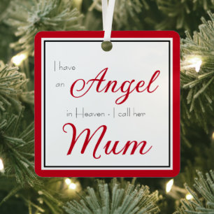 Angel in Heaven Mum Memorial Photo Metal Ornament