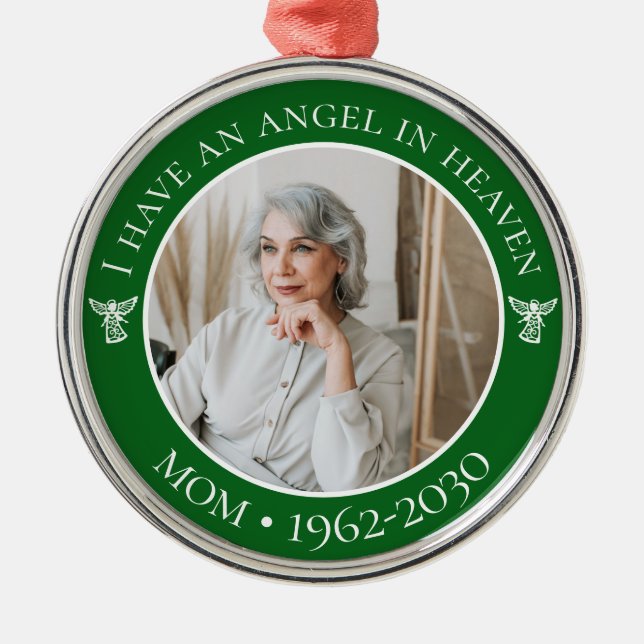 Angel in Heaven Mum Memorial Photo Metal Tree Decoration (Front)