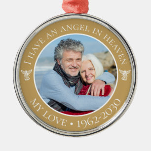 Angel in Heaven My Love Memorial Photo Metal Tree Decoration