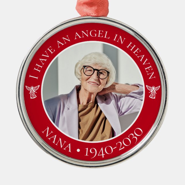 Angel in Heaven Nana Memorial Photo Metal Tree Decoration (Front)
