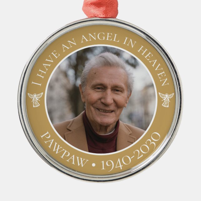 Angel in Heaven Pawpaw Memorial Photo Metal Tree Decoration (Front)