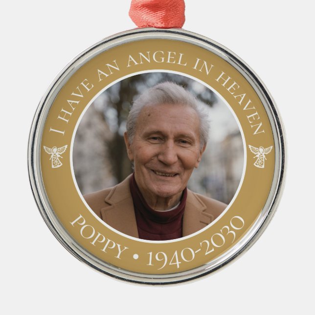 Angel in Heaven Poppy Memorial Photo Metal Tree Decoration (Front)