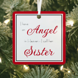 Angel in Heaven Sister Memorial Photo Metal Tree Decoration