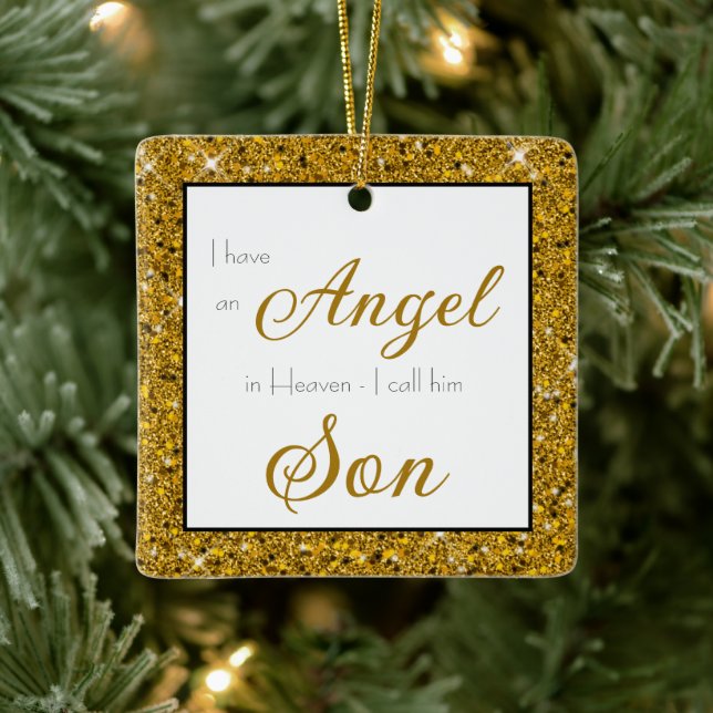 Angel in Heaven Son Memorial Photo Ceramic Ornament (Tree)
