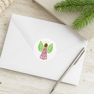 Angel In Pink Classic Round Sticker