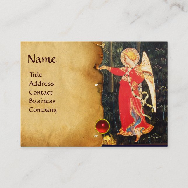 ANGEL IN RED AND GOLD BUSINESS CARD (Front)
