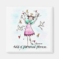 Angel in Red Gown has Hearts and Peace Dove sketch