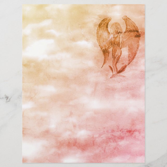 Angel in Tattoo Style Custom Letterhead (Front)