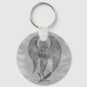 Angel in Tattoo Style Key Ring