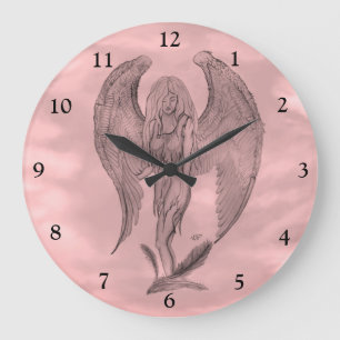 Angel in Tattoo Style Large Clock