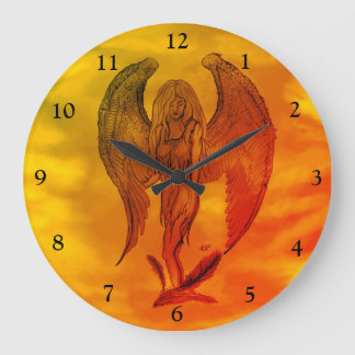 Angel in Tattoo Style Large Clock