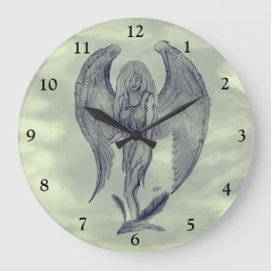 Angel in Tattoo Style Large Clock