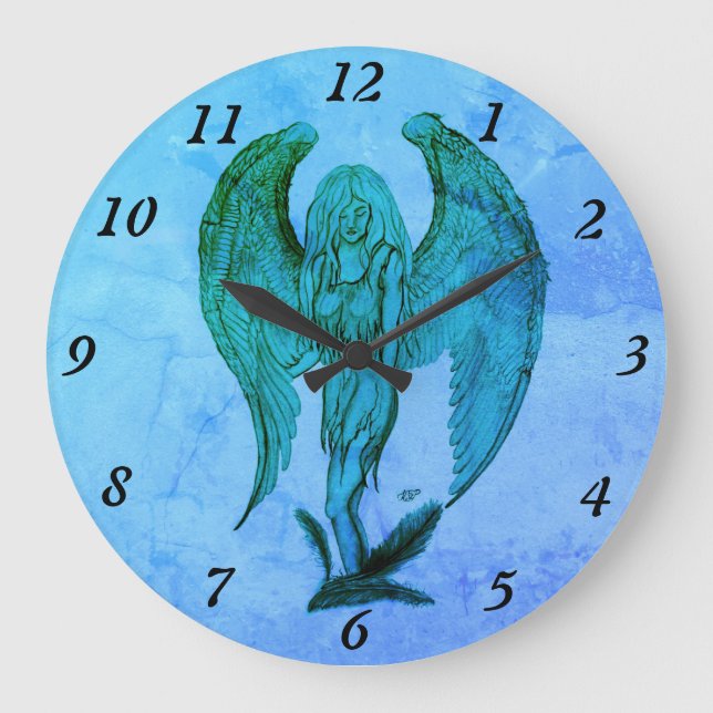 Angel in Tattoo Style Large Clock (Front)