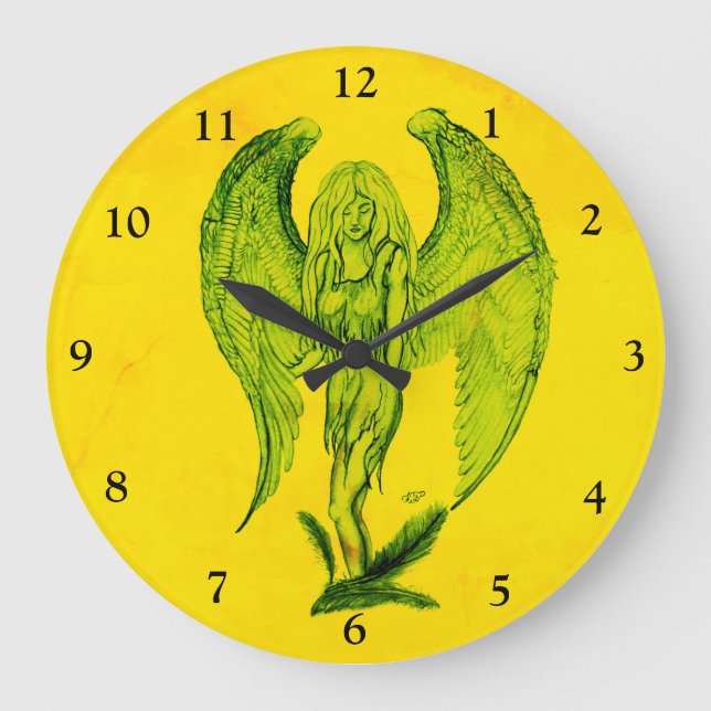 Angel in Tattoo Style Large Clock (Front)