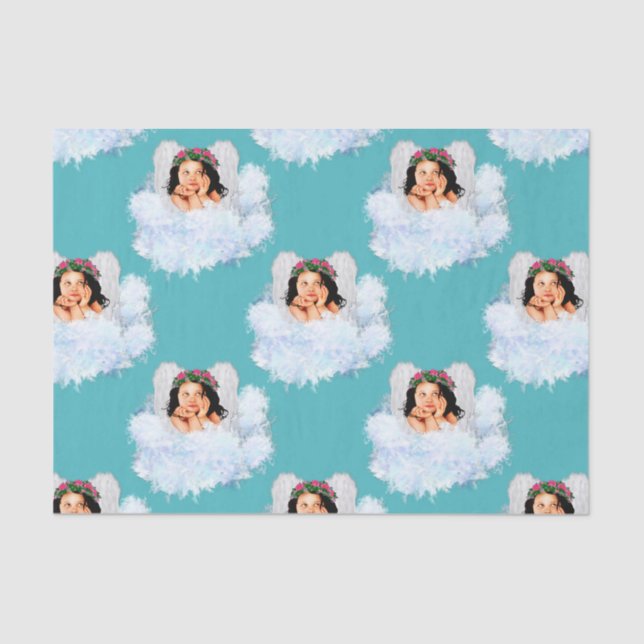 Angel in the Clouds 2-Lt Teal-TISSUE WRAPPING PAPE Tissue Paper (Front)