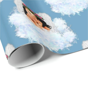 Angel in the Clouds 3-Blue-GIFT WRAPPING PAPER
